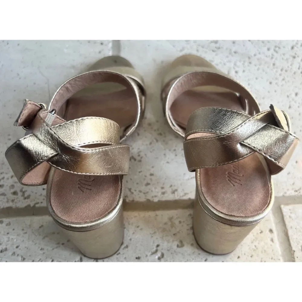Madewell Women’s Metallic White Gold Bistra 3 Strap Maria Sandals Sz 8 H2158 NIB
